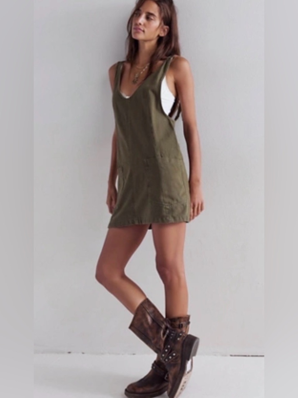 NWT FREE PEOPLE WE THE FREE HIGH ROLLER SKIRTALL MOSS STONE